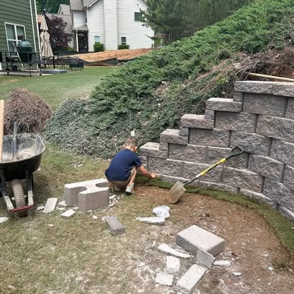 Landscape steps and wall